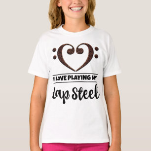 Camiseta Bass Clef Heart Love Tocando Lap Steel