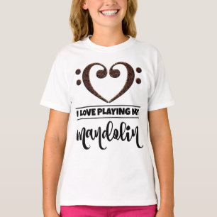 Camiseta Bass Clef Heart Love Tocando Mandolin