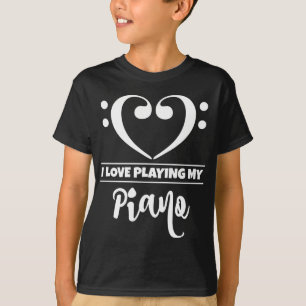 Camiseta Bass Clef Heart Love Tocando Piano