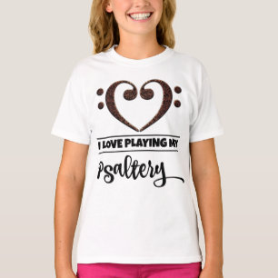 Camiseta Bass Clef Heart Love Tocando Psaltery