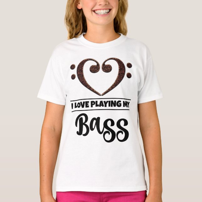 Camiseta Bass Clef Heart Playing Bass (Frente)
