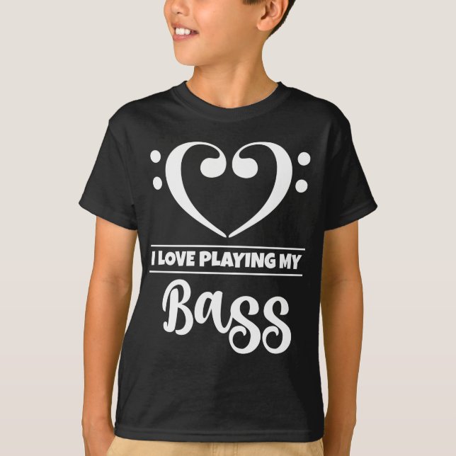 Camiseta Bass Clef Heart Playing Bass (Frente)