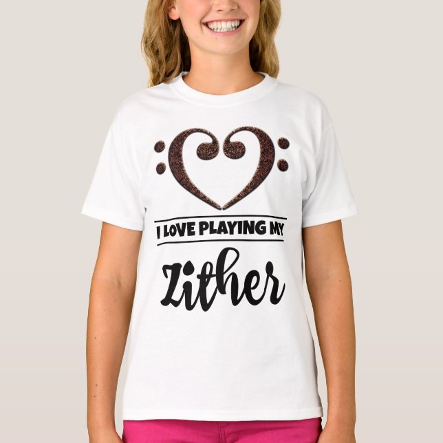 Camiseta Bass Clef Heart Playing Zquer (Frente)