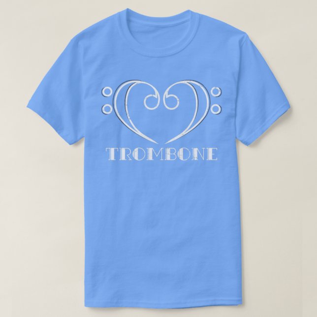 Camiseta Bass Clef Heart Trombone (Frente do Design)
