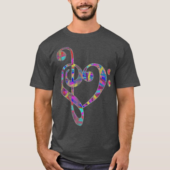 Camiseta Bass Clef Musical Dia de os namorados Gifs Treble (Frente)