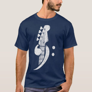 Camiseta Bass Cleff Headstock Bassisto Bass Guitarrista