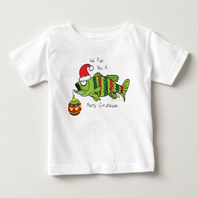 Camiseta Bass de Natal Engraçado Pesca Peixe Cartografia Bo (Frente)