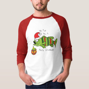 Camiseta Bass de Natal Engraçado Pesca Peixe Cartografia Bo