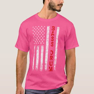 Camiseta Bass Drum Vintage American Flag Drummer Patriótico