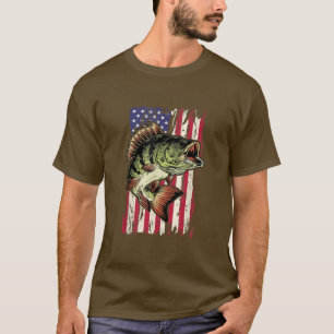 Camiseta Bass Fisheries American Flag 4 de julho para a pes