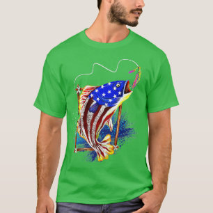 Camiseta Bass Fisheries American Flag Fish Funny Dia de os 