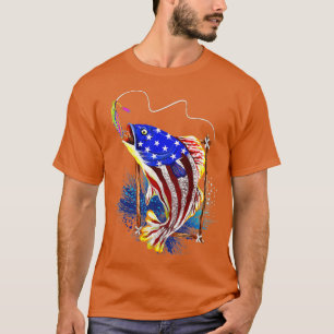 Camiseta Bass Fisheries American Flag Fish Funny Dia de os 