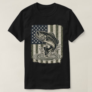 Camiseta Bass fishing patriótico bandeira EUA