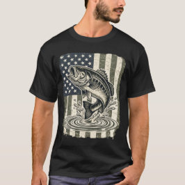 Camiseta Bass fishing patriótico bandeira EUA