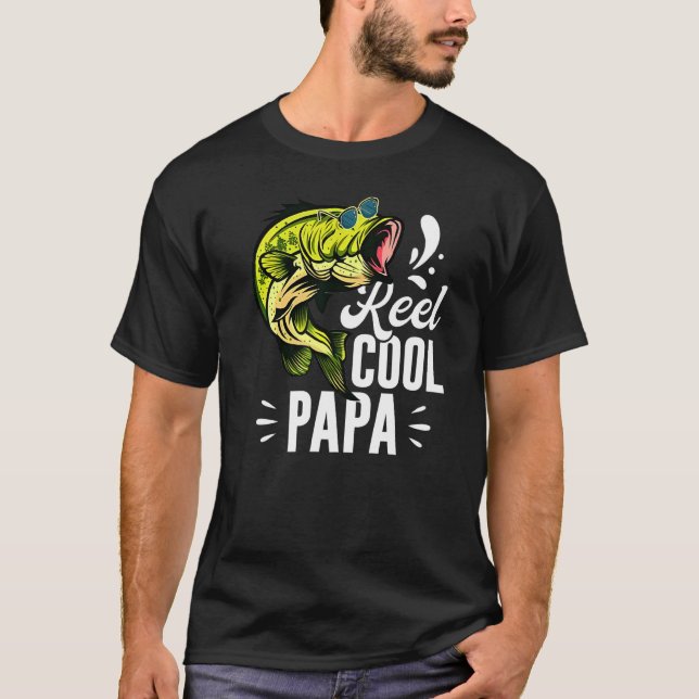 Camiseta Bass Fishing Sunglasses Father's Day Reel Cool Pap (Frente)