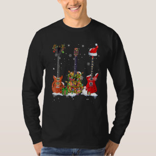 Camiseta Bass Guitar Player Santa Hat Reindeer Guitarra Chr