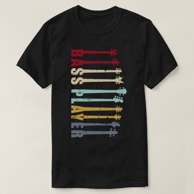 Camiseta BASS PLAYER com pescoço de violão engraçado (Frente do Design)