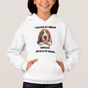 Camiseta Basset Hound 100 Dias de Hoodie Escolar