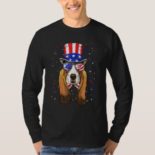 Camiseta Basset Hound 4 De Julho American Dog Usa Flag