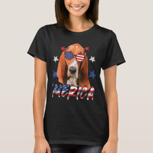 Camiseta Basset Hound 4 de julho Bandeira Americana Merica