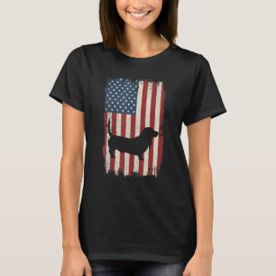 Camiseta Basset Hound American Flag Usa Dog Puppy Us