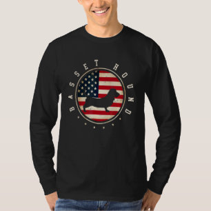 Camiseta Basset Hound Bandeira dos EUA 4 de Julho Mãe e Pai