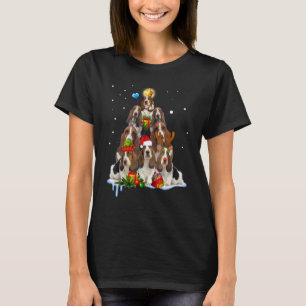 Camiseta Basset Hound Christmas Dog Tree Lights Pajamas Fam