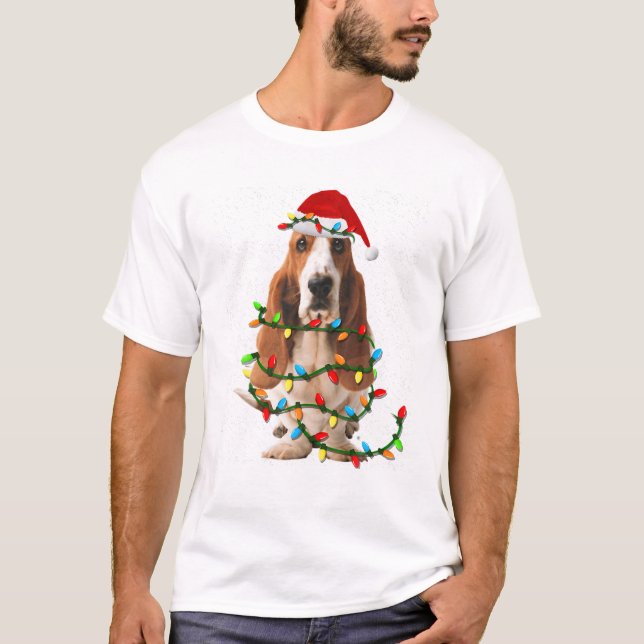 Camiseta Basset Hound Christmas Engraçado Basset Hound Dog  (Frente)