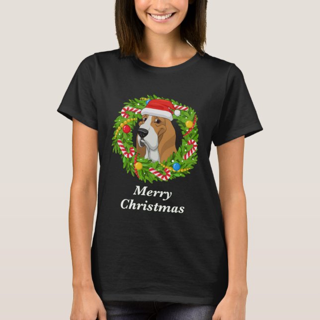 Camiseta Basset Hound Christmas  For Dog  Men Women Kids (Frente)