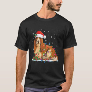 Camiseta Basset Hound Christmas Lights Pajama Xmas Dogs San