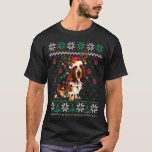 Camiseta Basset Hound Christmas Lights Papais noeis Dog Ugl