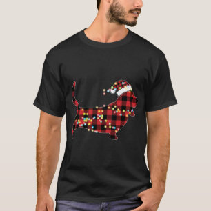 Camiseta Basset Hound Christmas Red Xadrez Buffalo Pajamas