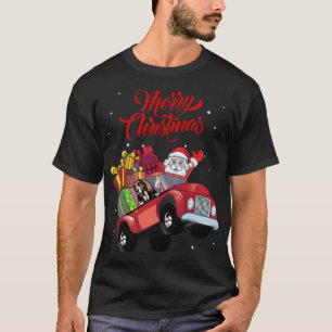 Camiseta Basset Hound Com Papai Noel No Cachorro Vermelho