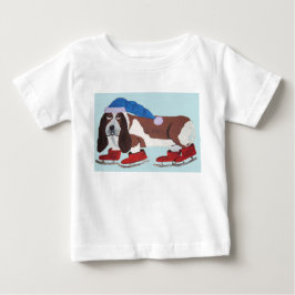 Camiseta Basset Hound de Natal de Patins no Gelo