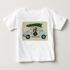 Camiseta Basset Hound de Natal em carro Hippie