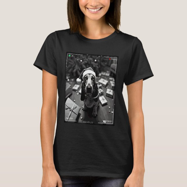 Camiseta Basset Hound de Natal Flagrou na Câmera (Frente)