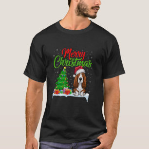 Camiseta Basset Hound Dog Árvore De Natal Luz Engraçada Xma