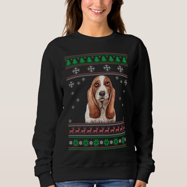 Camiseta Basset Hound Dog Lover Feia Natal Doce Xmas (Frente)