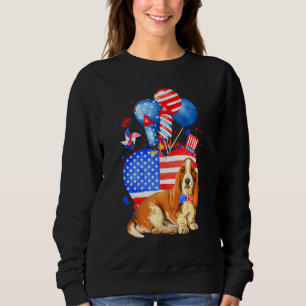 Camiseta Basset Hound Dog Merica 4 De Julho Bandeira Americ
