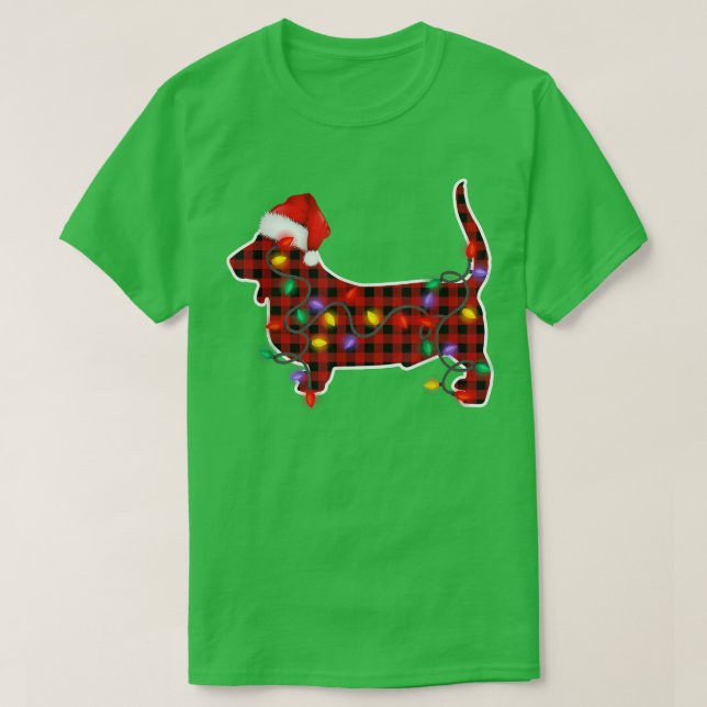 Camiseta Basset Hound Dog Santa Hights Pajama (Frente do Design)