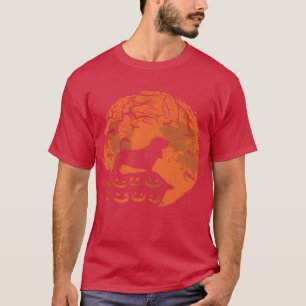 Camiseta Basset Hound E Moon Halloween Engraçado Cachorro E