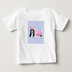 Camiseta Basset Hound em Fantasia de Coelho