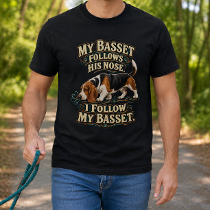 Camiseta Basset Hound Engraçado Segue Seu Nariz