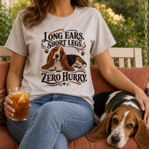 Camiseta Basset Hound Engraçado Zero Pressa