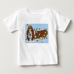 Camiseta Basset Hound Enroscado Em Luzes De Natal