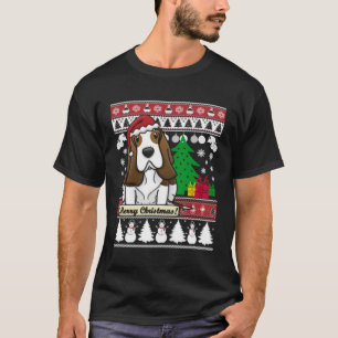 Camiseta Basset Hound Feliz Árvore De Natal Cão Xmas Snow S