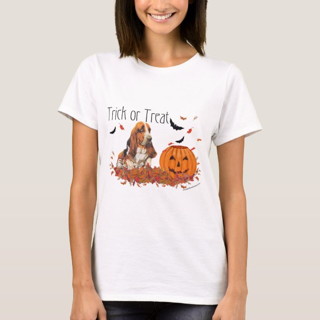 Camiseta Basset Hound Halloween (Frente)