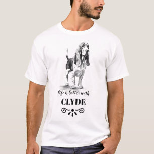 Camiseta Basset Hound Life é melhor com o nome personalizad