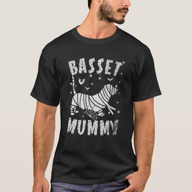 Camiseta Basset Hound Mummy Halloween (Frente)
