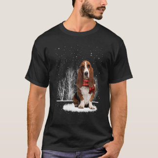 Camiseta Basset Hound Na Neve Feliz Natal Inverno